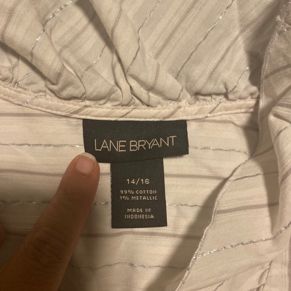 Lane Bryant White ruffled button down Blouse - Picture 2 of 5